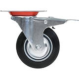 thumbnail of Ruedas de Goma maciza Giratorias 360º con Freno, rodamiento de bola doble. (4", 100mm, hasta 300 kg)