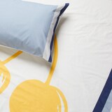 thumbnail of Benetton - Conjunto de cama de solteiro de 3 peças (lençol de cima 160x290cm + lençol de baixo 90x200cm + fronha 50x80cm) 100% algodão azul e amarelo