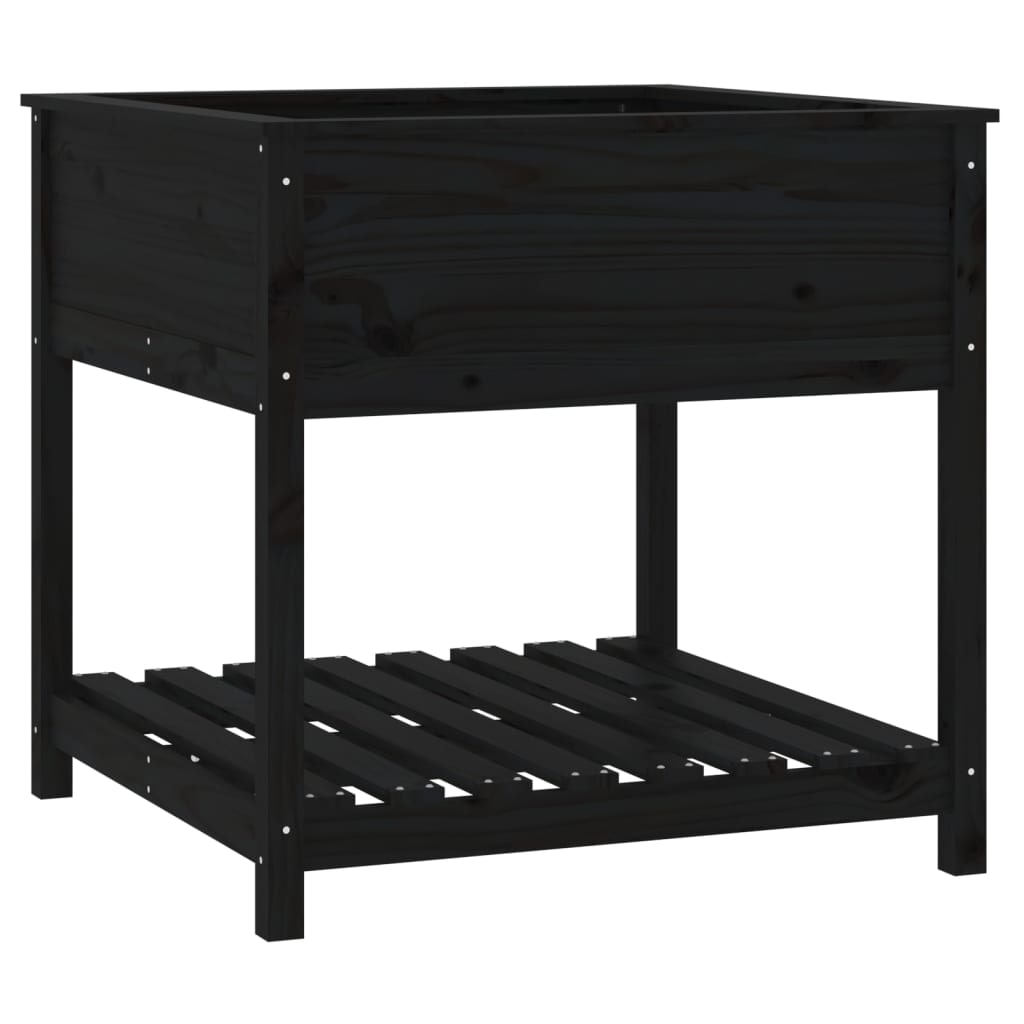 vidaXL Pflanzkübel mit Ablage Schwarz 82,5x82,5x81cm Massivholz Kiefer