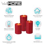 thumbnail of WellHome - 3er-Set rote LED-Kerzen mit Timer