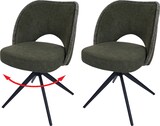 thumbnail of 2er-Set Esszimmerstuhl HWC-N72, Polster-Küchenstuhl, drehbar Auto-Return, Stoff/Textil (420g/m²) Öko-Tex ~ grün