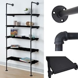 thumbnail of Standregal HWC-C45, Wohnregal Bücherregal Ablageregal, Industriedesign Holz Metall, 165x80x28cm ~ dunkelgrau