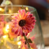 thumbnail of LED Lichterektte Blumen 15 pinke Blüten Blumengirlande Timer 1,45m Innen/Außen