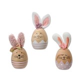 thumbnail of 1 Dekofigur Osterhase 12,5cm Holz Dekohase Osterdeko Tischdeko Ostern Frühlingsdeko Osterschmuck Hase Figur Geschenk Natur Weiß Rosa