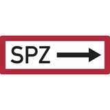 thumbnail of Feuerwehrschild, SPZ (Sprinklerzentrale) mit Pfeil nach rechts - DIN 4066 - 297x105 mm Folie selbstklebend