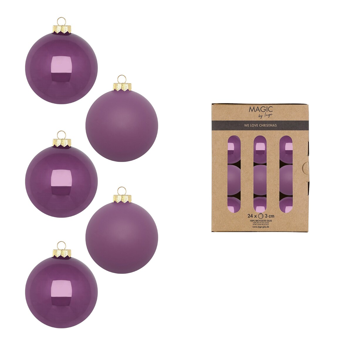 24 Weihnachtskugeln Glas 3cm Christbaumkugeln Weihnachtsbaumkugeln Weihnachten Christbaumschmuck Weihnachtsbaumschmuck Wild Mauve
