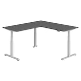 thumbnail of bümö Eckschreibtisch elektrisch höhenverstellbar L-Form: 180 x 200 cm in graphit, Gestell silber - Stehschreibtisch mit Memory-Steuerung,