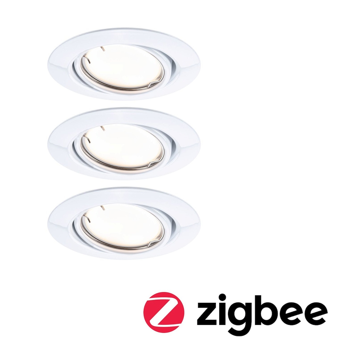 Paulmann Spot encastré LED Smart Home Zigbee 3.0 Base Coin Kit de base orientable  rond 90mm 20°  3x4,9W 3x430lm 230V gradable 3000K Blanc 92463
