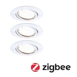 thumbnail of Paulmann Spot encastré LED Smart Home Zigbee 3.0 Base Coin Kit de base orientable  rond 90mm 20°  3x4,9W 3x430lm 230V gradable 3000K Blanc 92463
