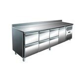 thumbnail of Gastro Edelstahl Kühltisch Kühltheke 1 Tür / 6 Schubladen 246 L -2/+8°C Aufkantung
