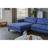 thumbnail of KAWOLA Sofa MALTA Ecksofa Stoff blau mit motorischer Relaxfunktion Recamiere links