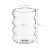 thumbnail of Relaxdays Trinkgläser 4er Set, Wassergläser, gewellt, spülmaschinenfest, Strohhalme, für Eiskaffee, 350 ml, transparent