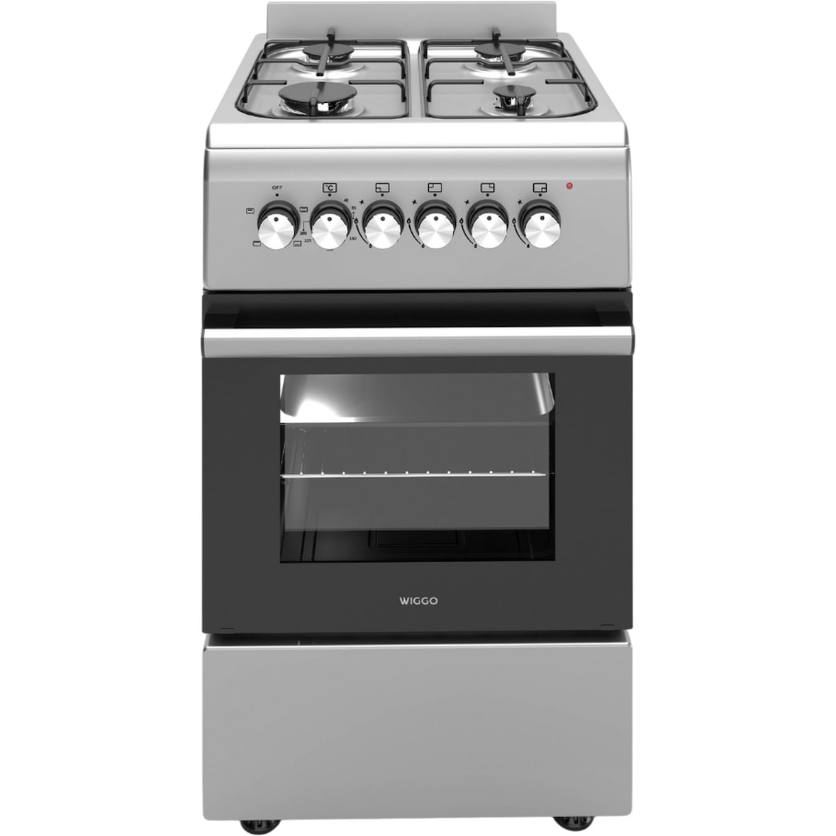 Wiggo WO-E503A(XX) Vrijstaande Gasfornuis - 50 cm - Roestvrijstaal