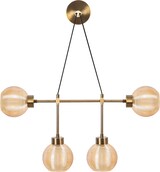 Eine Lampe mit vier Glaskugeln.