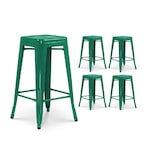 thumbnail of Lot de 4 tabourets de bar style industriel vert sapin brillant - Hauteur 66 cm