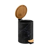 thumbnail of Poubelle en métal Noir marbré et couvercle en bambou 3 L
