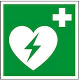 thumbnail of Aufkleber I Rettungszeichen Automatisierter externer Defibrillator (AED), doppelseitig, Folie, 150x150mm, ASR ISO 7010 E010 D-E017