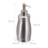 thumbnail of Relaxdays Seifenspender, 400 ml, Edelstahl, nachfüllbar, Seife, Duschgel, Badezimmer, Küche, Handseifenspender, silber