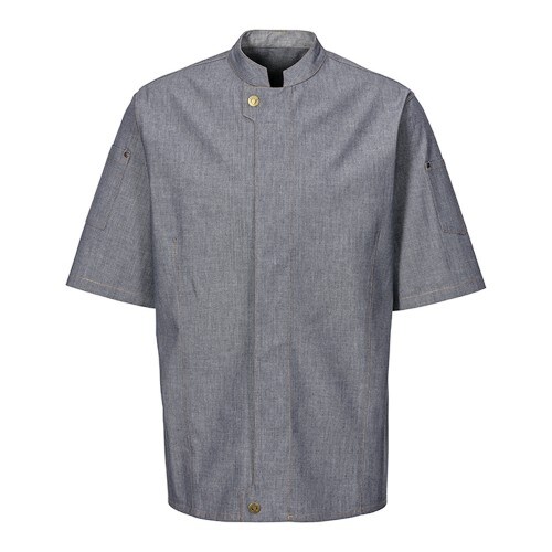 230 - Kochjacke Modern, Kurzarm, Denim, Fb. navy : navy 100% Baumwolle 269 g/m² L