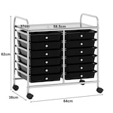 thumbnail of COSTWAY Rollwagen mit 12 stapelbaren Schubladen, Schubladenwagen, Rollcontainer mit Metallrahmen und Ablage, 64 x 38 x 62 cm (schwarz)