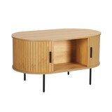 thumbnail of Möbilia Couchtisch/TV-Board | 2 Schiebetüren | B 100 x T 60 x H 55 cm | natur – schwarz | 32020009 | Serie LOWBOARD