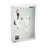 thumbnail of Relaxdays Schlüsselkasten abschließbar, Schlüsselschrank Wand, Glastür, Schlüsselbox Edelstahl, HBT: 32x22x6 cm, silber