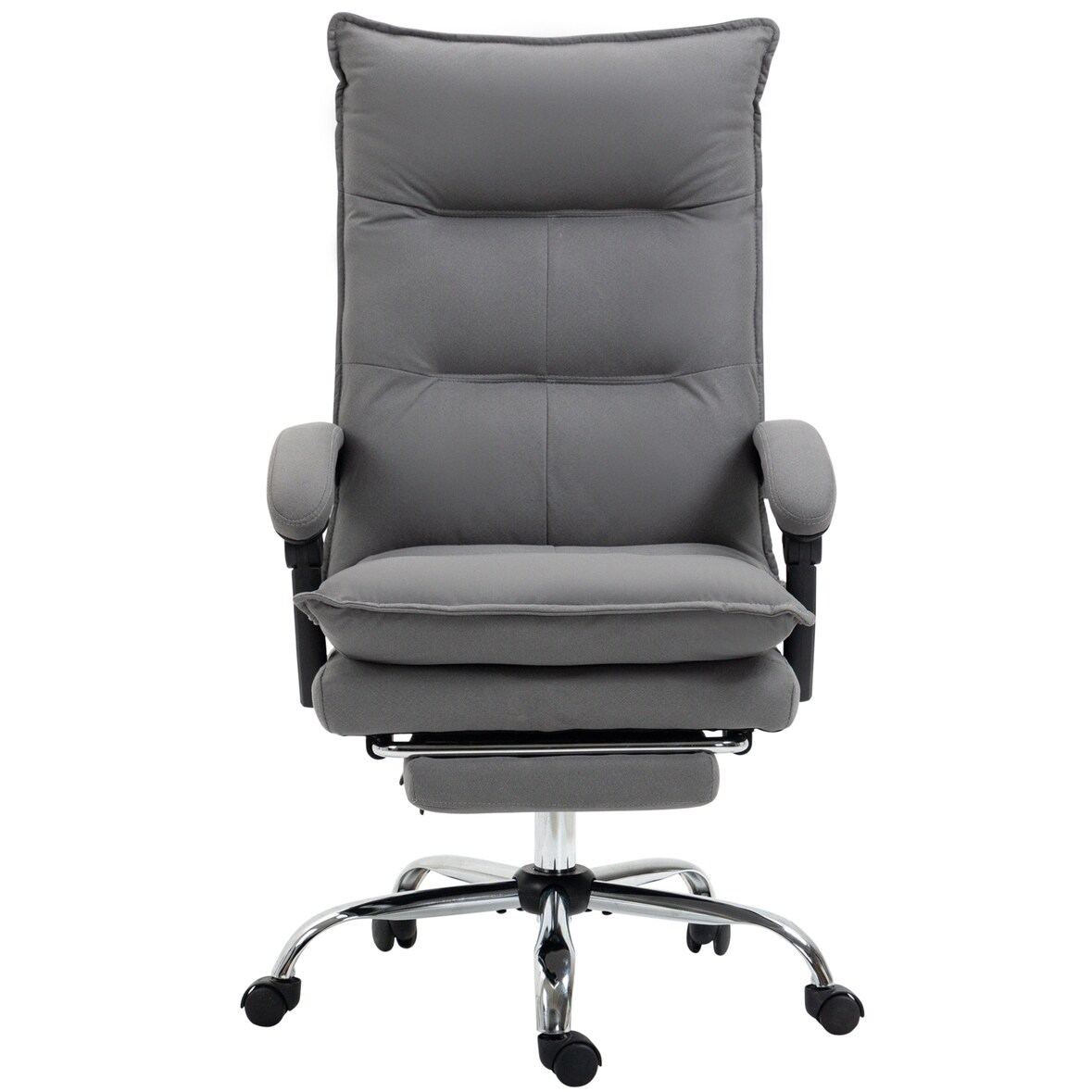 Bürostuhl Chefsessel 74x66x122 cm mit Massage und Heizfunktion Fußstütze 155 Grad Neigung höhenverstellbar ergonomisch Grau