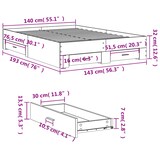 thumbnail of vidaXL Bettgestell mit Schubladen Grau Sonoma 140x190 cm Holzwerkstoff