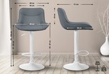 thumbnail of Décoshop26 - Set mit 2 Barhockern x1 mit Ziernähten aus grauem PVC weißes Metall-Trompetenfußgestell 10_0004459