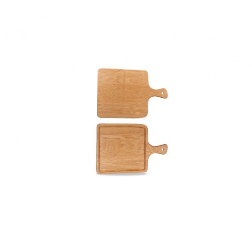 4 x Servierbrett mit Griff eckig 36x26cm OAK WOOD