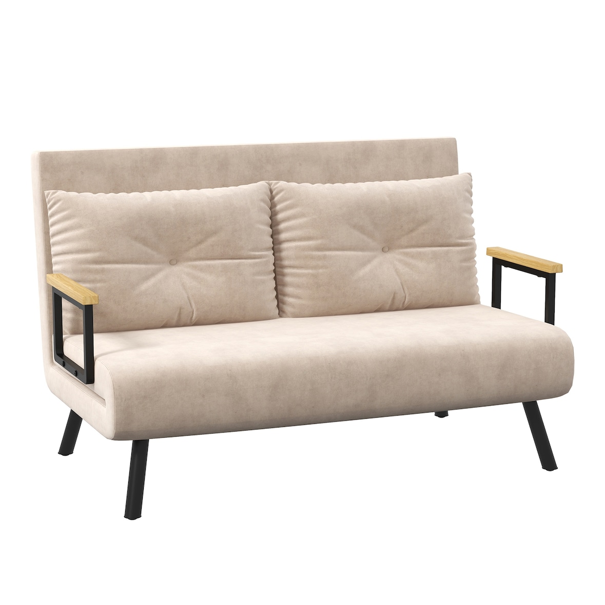 HOMCOM sofá cama convertible 3 en 1 sillón cama de 2 plazas plegable con respaldo ajustable de 5 niveles y 2 almohadas acolchadas 102x73x81 cm