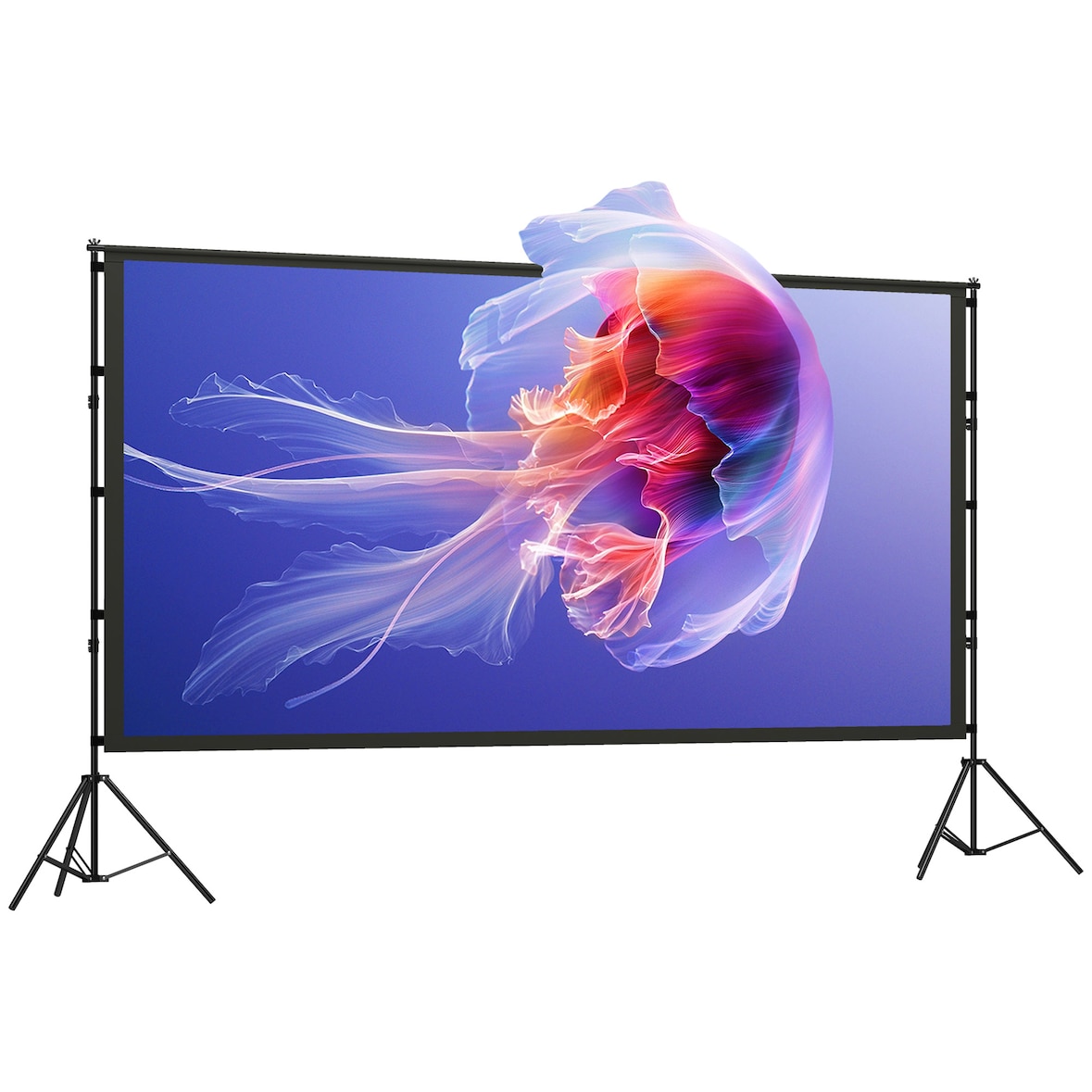 HD Beamer Projectiescherm 120 inch Staand 275 cm 16:9 HD 4K/8K projectiedoek met statief - dubbelzijdig doek met inklapbare statieven - WK voetbal