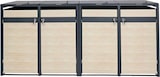 thumbnail of 4er Mülltonnenverkleidung HWC-J82, Mülltonnenbox, erweiterbar, Metall 100kg, anthrazit ~ Buche-Holzoptik hellbraun