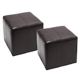 thumbnail of 2er-Set Sitzwürfel Hocker Sitzhocker Onex, Leder + Kunstleder, 36x36x36cm FSC®-zertifiziert ~ braun
