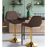 thumbnail of Set van 2 barkrukken Braga goud fluweel bruin