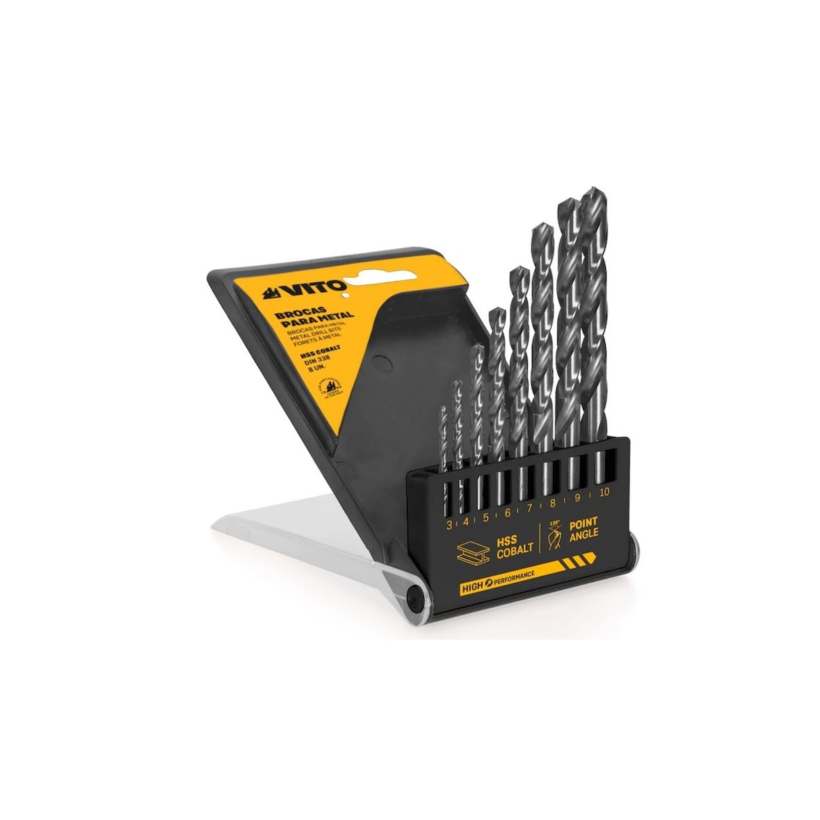 Set van 8 COBALT-boren Diam. 3,4,5,6,7,8,9,10 mm VITO