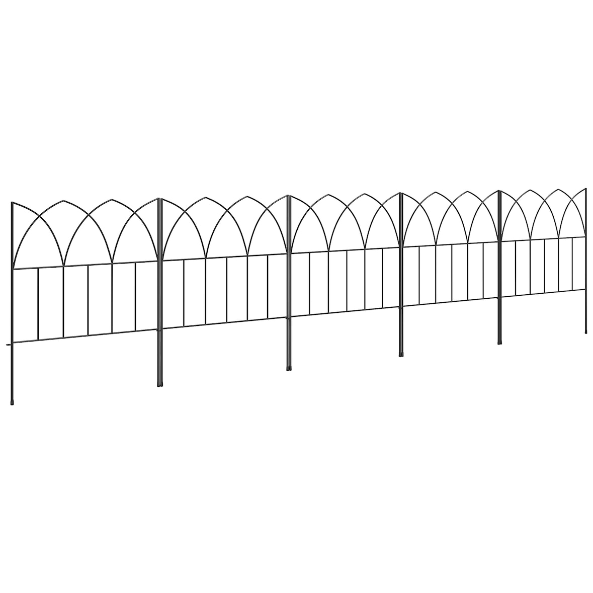 Vallas de jardín 205x45,5 cm set de 5 vallas decorativas para jardín de metal combinación libre barrera para animales para terraza patio césped