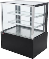 thumbnail of Romux® Kühlvitrine für Konditorei Quadratisch Standgerät 2 Böden Schwarz 410 Liter Umluftkühlung | Kühlvitrine Gerade Glasscheiben