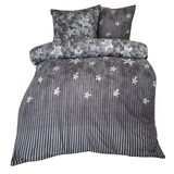 thumbnail of Bettwäsche Thermofleece 135x200 + 80x80 cm grau Sterne mit Reißverschluss / 2 tlg.
