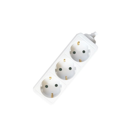 Regleta Enchufe con 3 Tomas sin Interruptor, Blanco, 3 Enchufes, Cable de 1,5 Metros, Protección Infantil, Toma Tierra con protección sobretensiones
