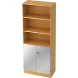 thumbnail of bümö office Regal-Aktenschrank abschließbar, Büroschrank groß aus FSC-Holz, 80cm breit in Buche/Silber - abschließbarer Schrank, Büroschrank