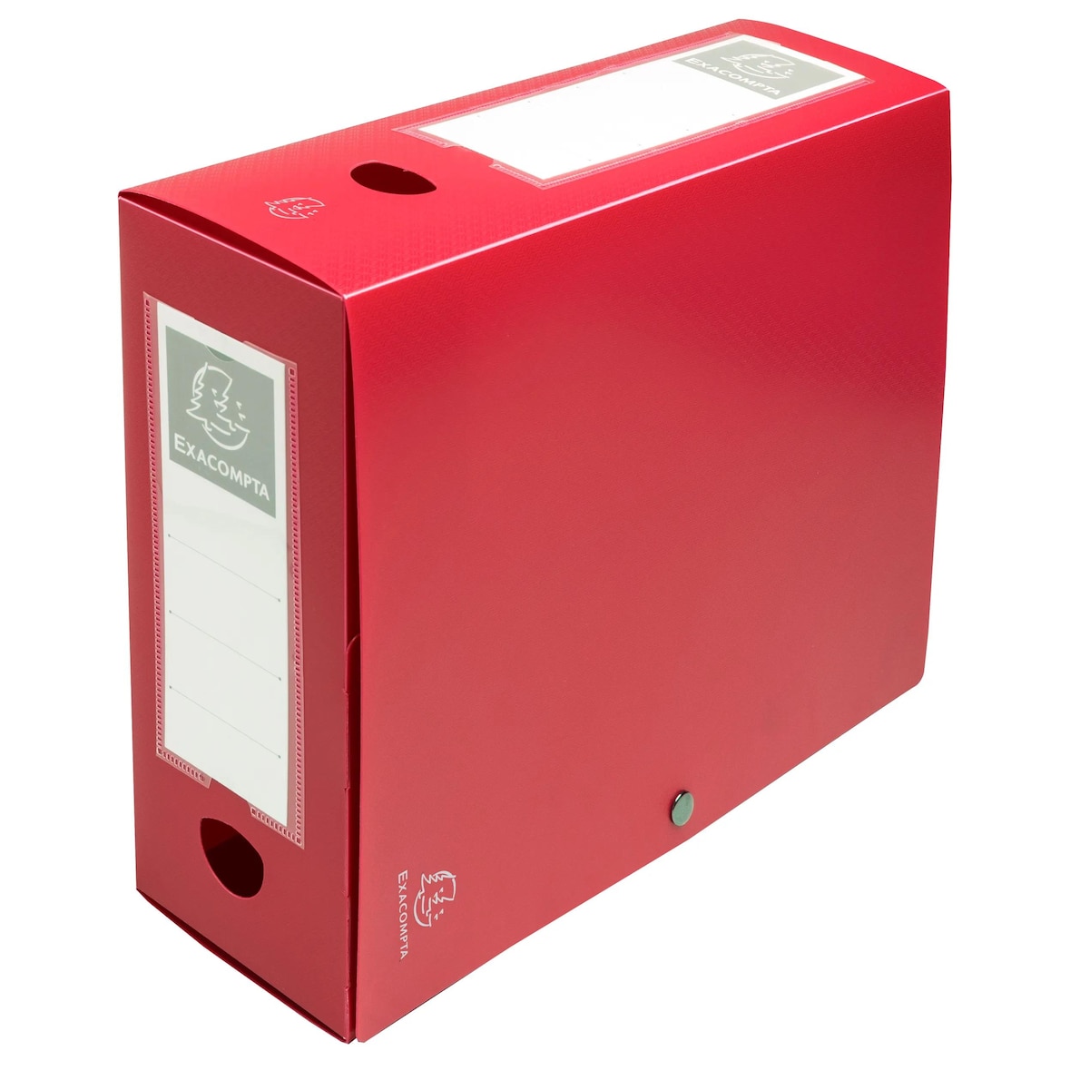 Exacompta - Réf. 59935E - Carton de 10 boites d'archives à pression Dos 100mm polypropylène 7/10e Opaque - A4 - Rouge