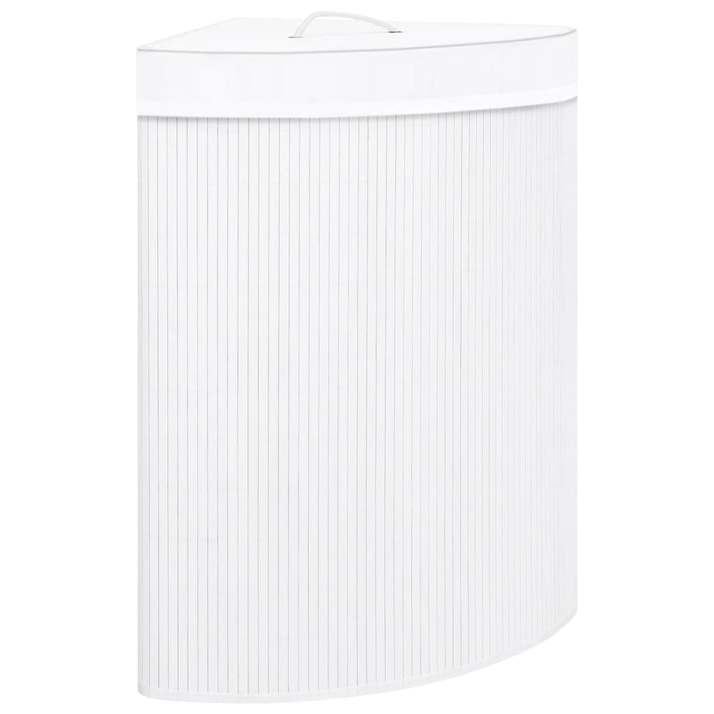 Helloshop26 - Panier à linge d'angle bambou 60 litres blanc 02_0006150