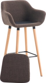 thumbnail of Décoshop26 - Set aus 2 skandinavischen Lounge-Barhockern mit braunen Stoffsitzen Holzbeinen und Metallfußstützen 10_0004171