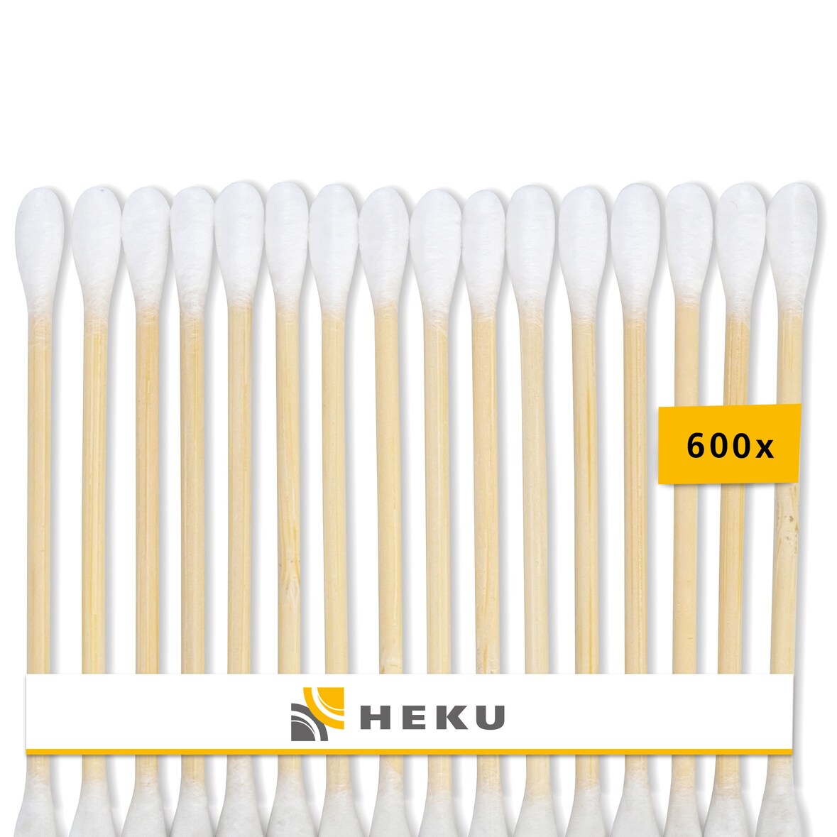 HEKU 600 Stück Bambus-Wattestäbchen - Nachhaltige Ohrenreiniger, kompostierbar, plastikfrei & biologisch abbaubar - Für Körperpflege & Kosmetik