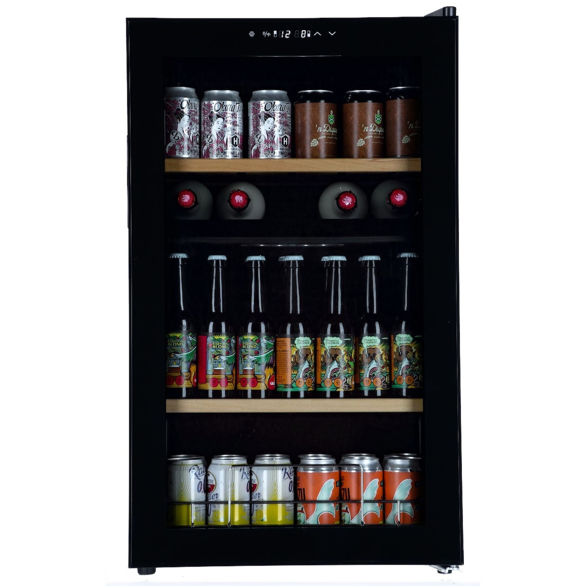 Bierkoelkast Montréal - Vrijstaand - Zwart - Bierklimaatkast 72 flessen - 85 x 49.5 x 43 cm - Glazen deur