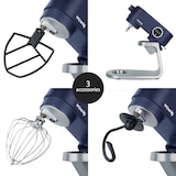 thumbnail of H.Koenig KM126 keukenmachine, professioneel, multifunctioneel, 5 L, roestvrij staal, matblauw, krachtig, 800 W, 8 snelheden