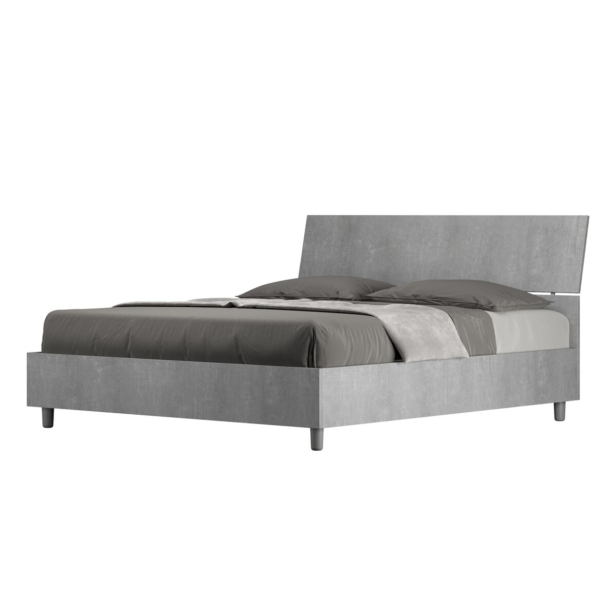 Letto Matrimoniale contenitore 160x200 testata inclinata cemento Demas