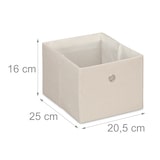 thumbnail of Relaxdays Aufbewahrungsbox, kleine Ordnungsbox aus Stoff, 2er-Set, HBT: 16 x 20,5 x 25 cm, faltbarer Regalkorb, Beige