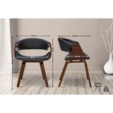 thumbnail of Décoshop26 - Set van 2 retro design eetkamerstoelen met walnootkleurig houten frame en zwarte PVC zitting 10_0001539